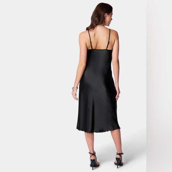 BEBE Satin Cowl Neck Slip Midi Dress - Picture 3 of 6